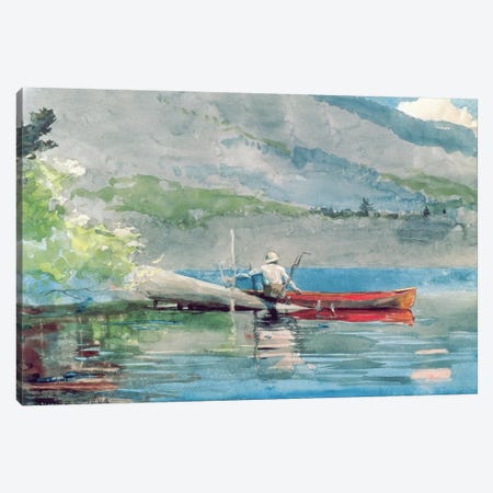 The Red Canoe, 1884  Canvas Print #BMN4771} by Winslow Homer Canvas Artwork