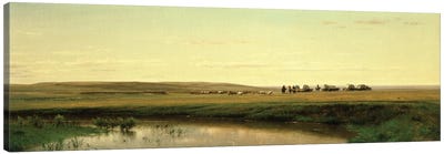 A Wagon Train on the Plains  Canvas Art Print