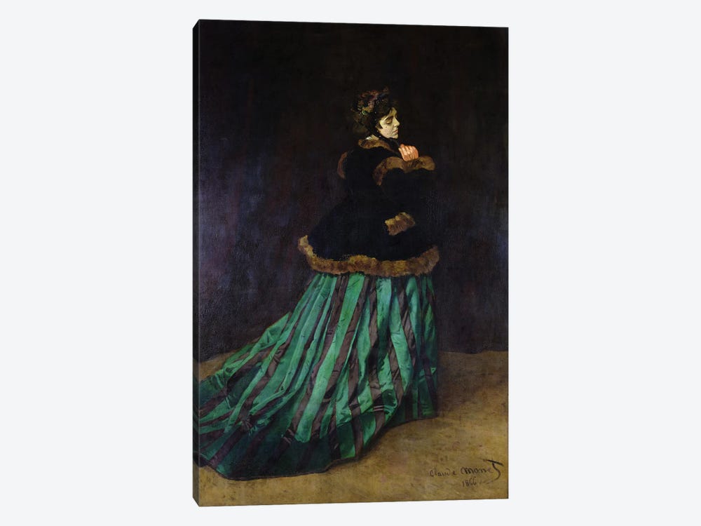 Camille, or The Woman in the Green Dress, 1866  by Claude Monet 1-piece Canvas Art Print