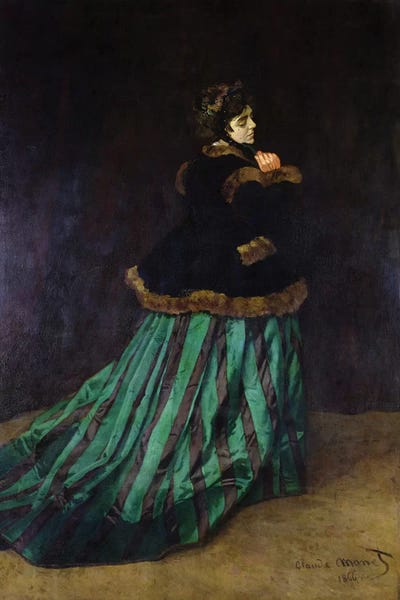 Claude Monet: Camille, or The Woman in the Green Dress, 1866  by Claude Monet