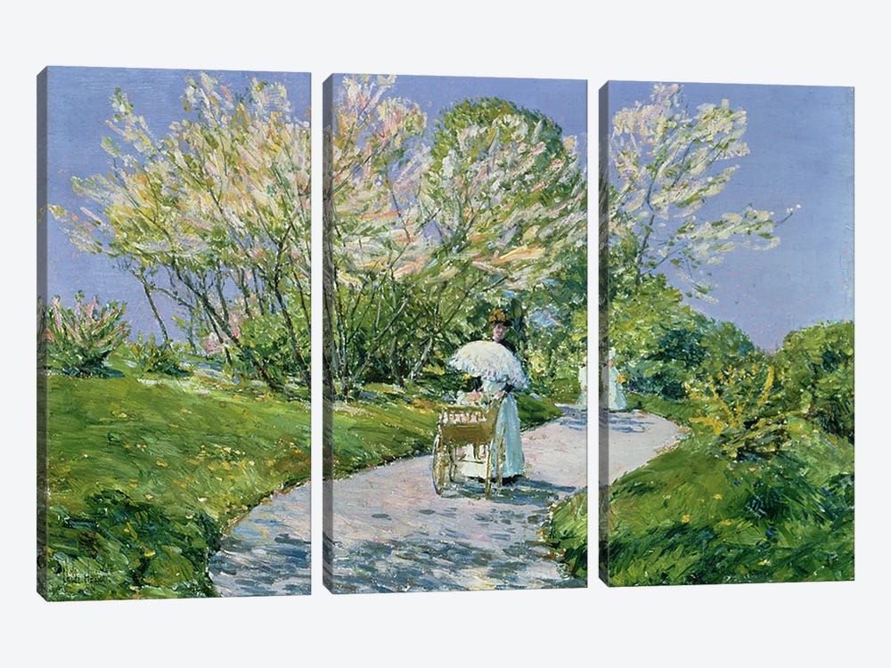 A Walk in the Park  by Childe Hassam 3-piece Art Print