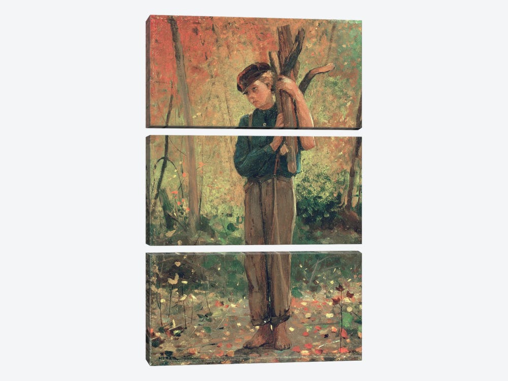 Boy Holding Logs, 1873  3-piece Canvas Art Print