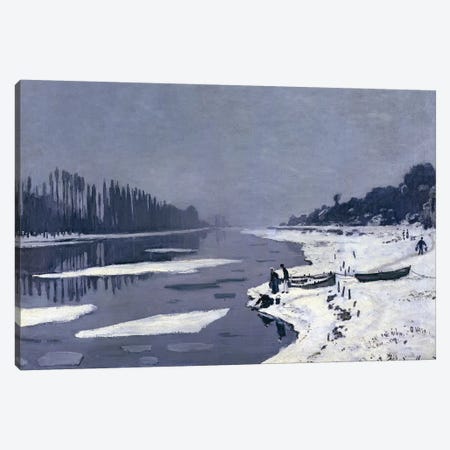 Ice floes on the Seine at Bougival, c.1867-68  Canvas Print #BMN479} by Claude Monet Canvas Print