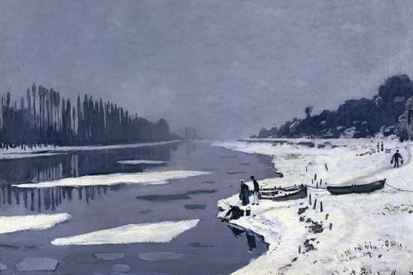All Things Monet: Ice floes on the Seine at Bougival, c.1867-68  by Claude Monet