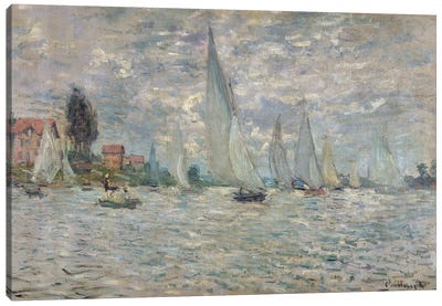 The Boats, or Regatta at Argenteuil, c.1874  Canvas Art Print - All Things Monet