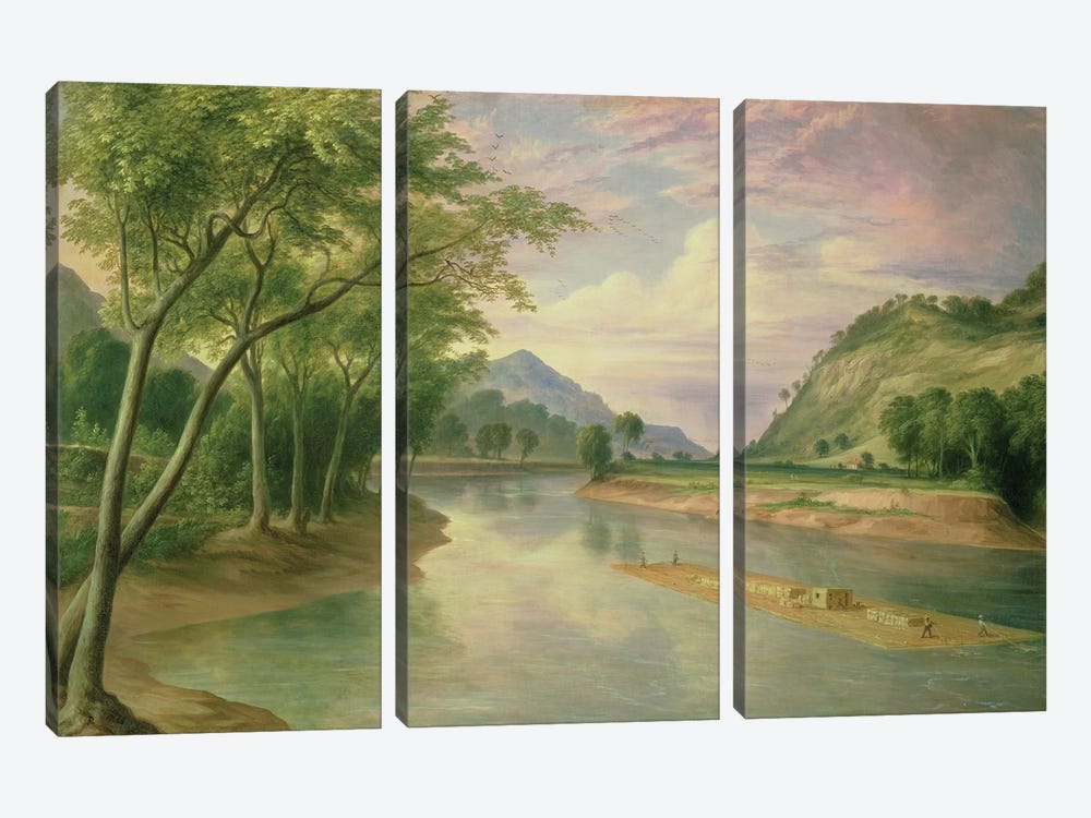 Ohio River near Marietta, 1855  by Henry Cheever Pratt 3-piece Canvas Artwork