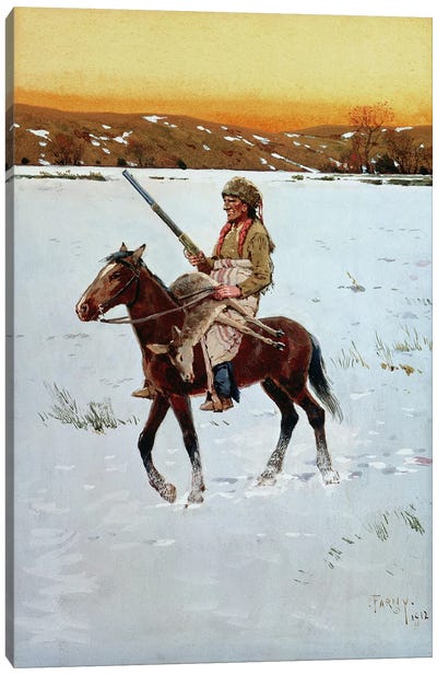 Indian Returning from the Hunt, 1912  Canvas Art Print - Hunting
