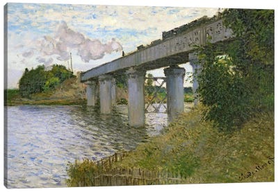 The Railway Bridge at Argenteuil, 1874  Canvas Art Print - Railroad Art