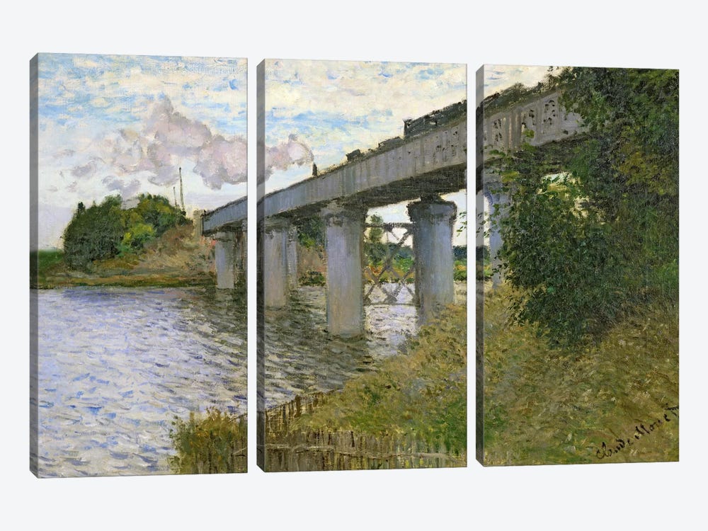 The Railway Bridge at Argenteuil, 1874  by Claude Monet 3-piece Art Print