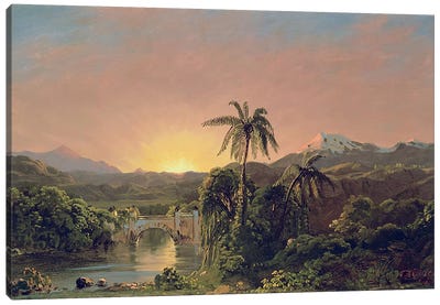 Sunset in Equador  Canvas Art Print - Hudson River School Art