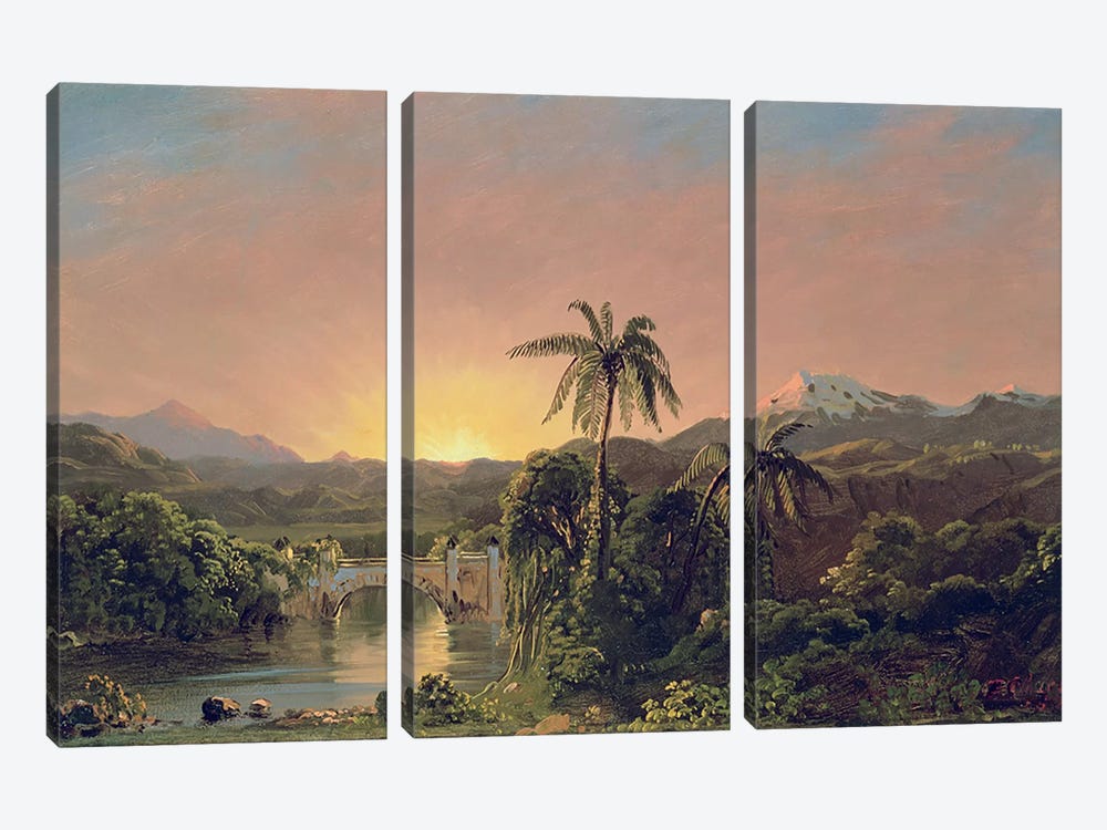 Sunset in Equador  by Frederic Edwin Church 3-piece Canvas Wall Art