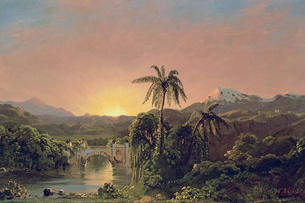 Hudson River School: Sunset in Equador  by Frederic Edwin Church