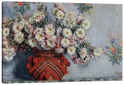Chrysanthemums, 1878  Canvas Art Print - Pottery Still Life