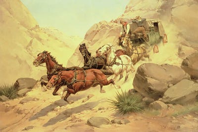 Attack on the Stagecoach Canv Canvas Art Herman Wendleborg Hansen