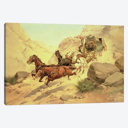 Attack on the Stagecoach  Canvas Print #BMN4831} by Herman Wendleborg Hansen Canvas Art Print
