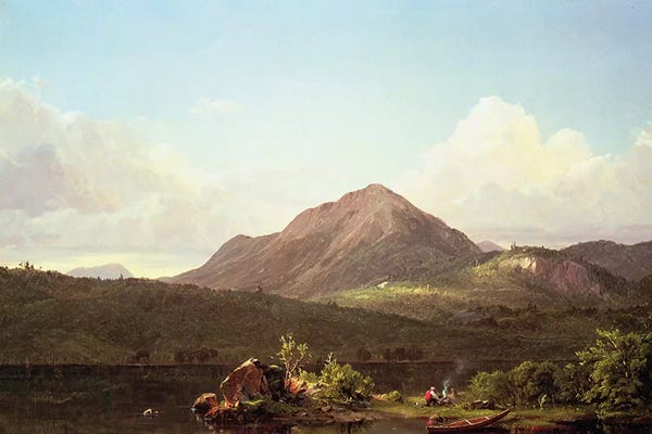 Frederic Edwin Church: Camp Fire in the Maine Wilderness  by Frederic Edwin Church