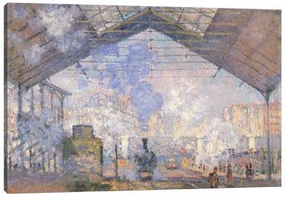 The Gare St. Lazare, 1877  Canvas Art Print - Train Art