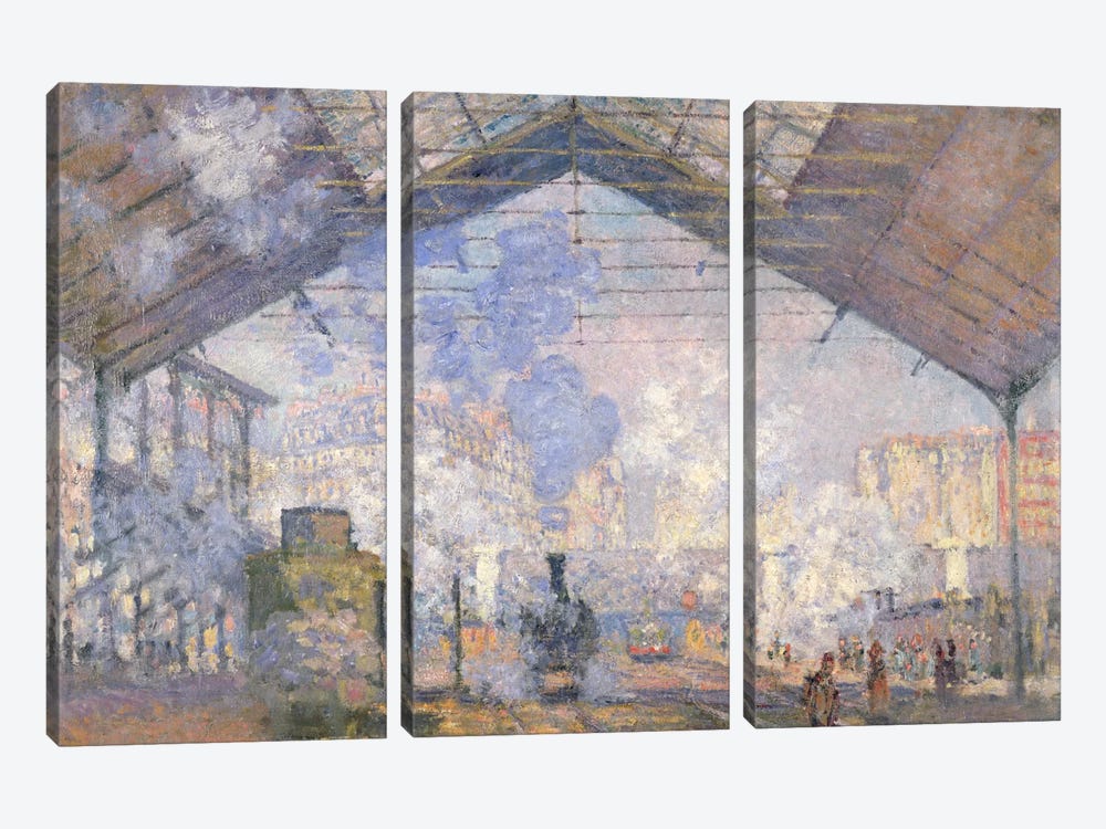 The Gare St. Lazare, 1877  3-piece Canvas Print