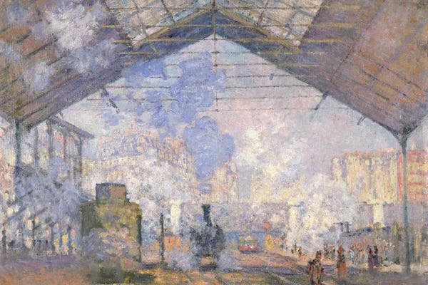 Trains: The Gare St. Lazare, 1877  by Claude Monet
