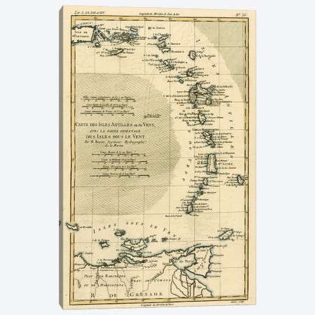 The Lesser Antilles or the Windward Islands, with the Eastern part of the Leeward Islands Canvas Print #BMN4879} by Charles Marie Rigobert Bonne Canvas Print