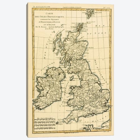 The British Isles, Including the Kingdoms of England, Scotland and Ireland Canvas Print #BMN4887} by Charles Marie Rigobert Bonne Art Print