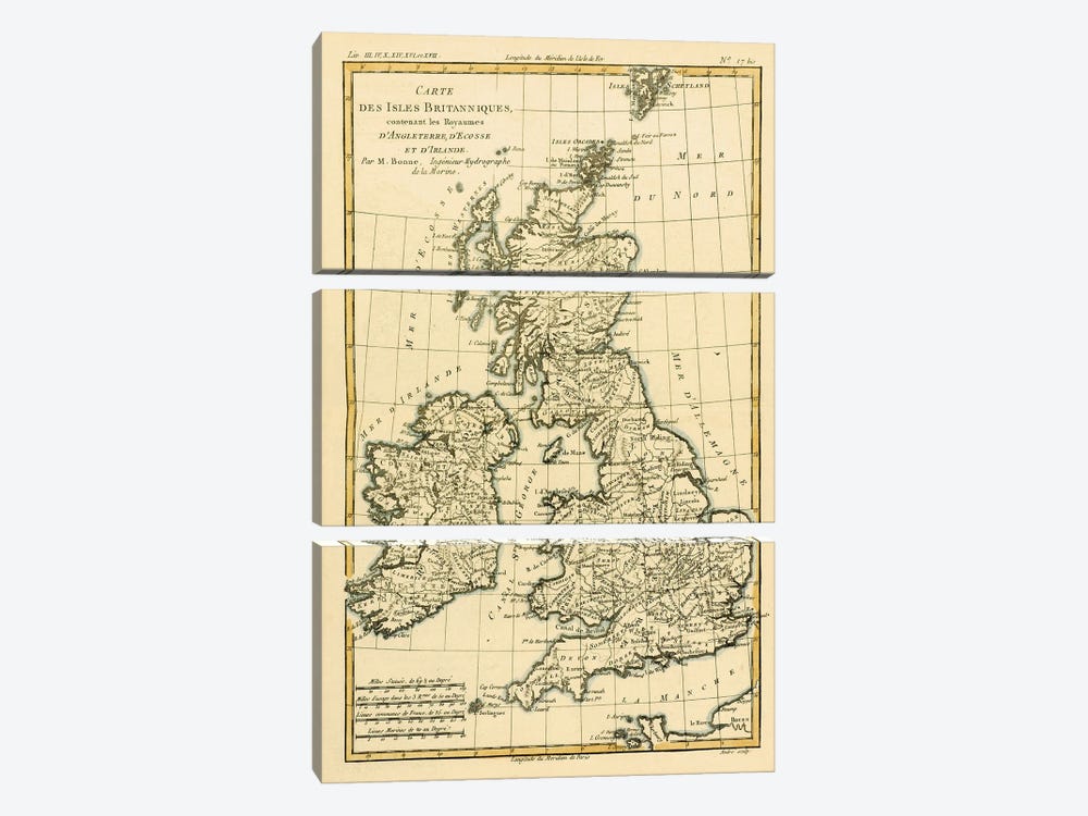 The British Isles, Including the Kingdoms of England, Scotland and Ireland 3-piece Art Print