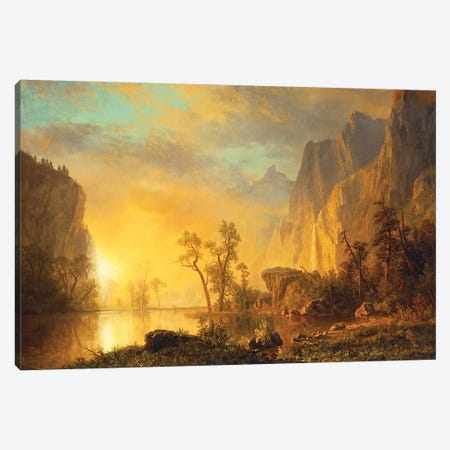 Sunset in the Rockies  Canvas Print #BMN4896} by Albert Bierstadt Canvas Artwork
