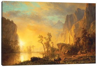 Sunset in the Rockies  Canvas Art Print - Albert Bierstadt
