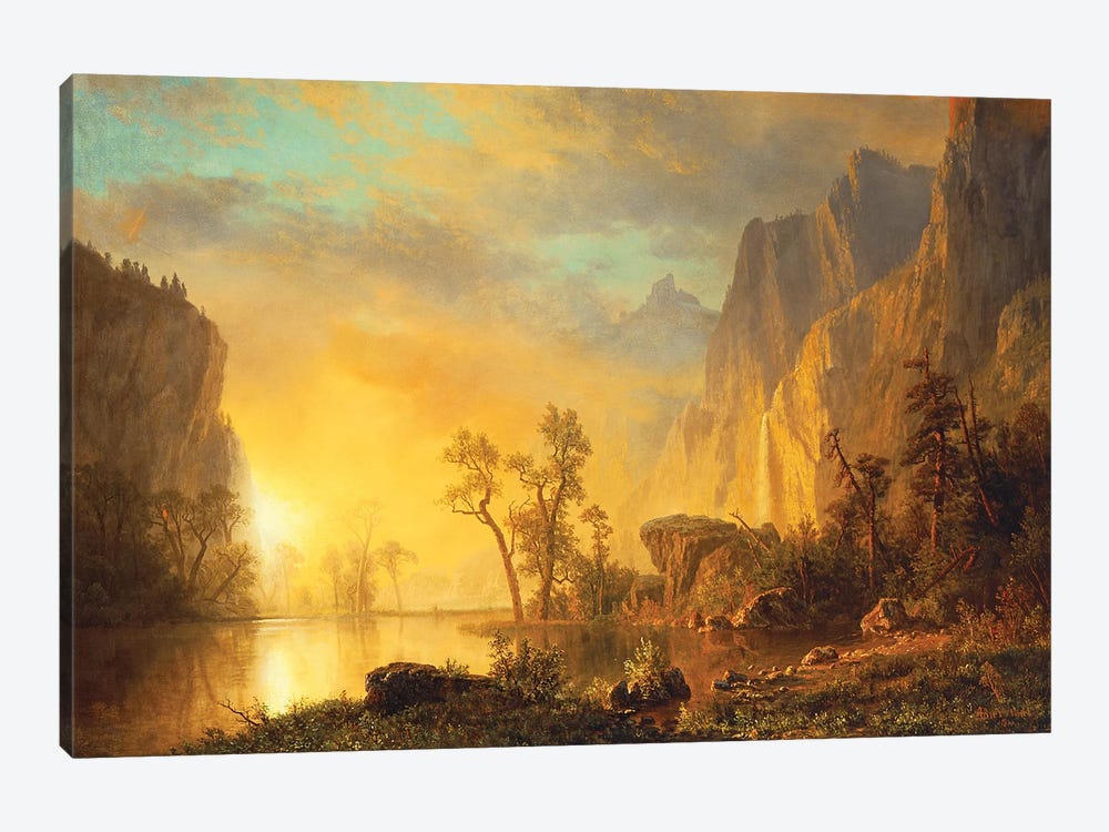 Sunset in the Rockies  by Albert Bierstadt 1-piece Art Print
