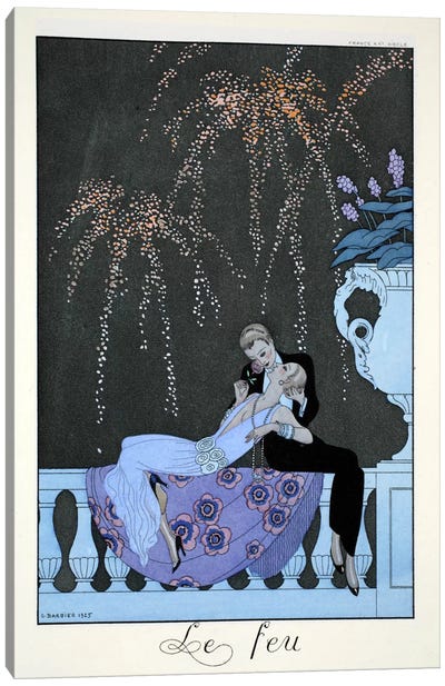 Fire, from 'Falbalas & Fanfreluches, Almanach des Modes Présentes Canvas Art Print - Art Deco