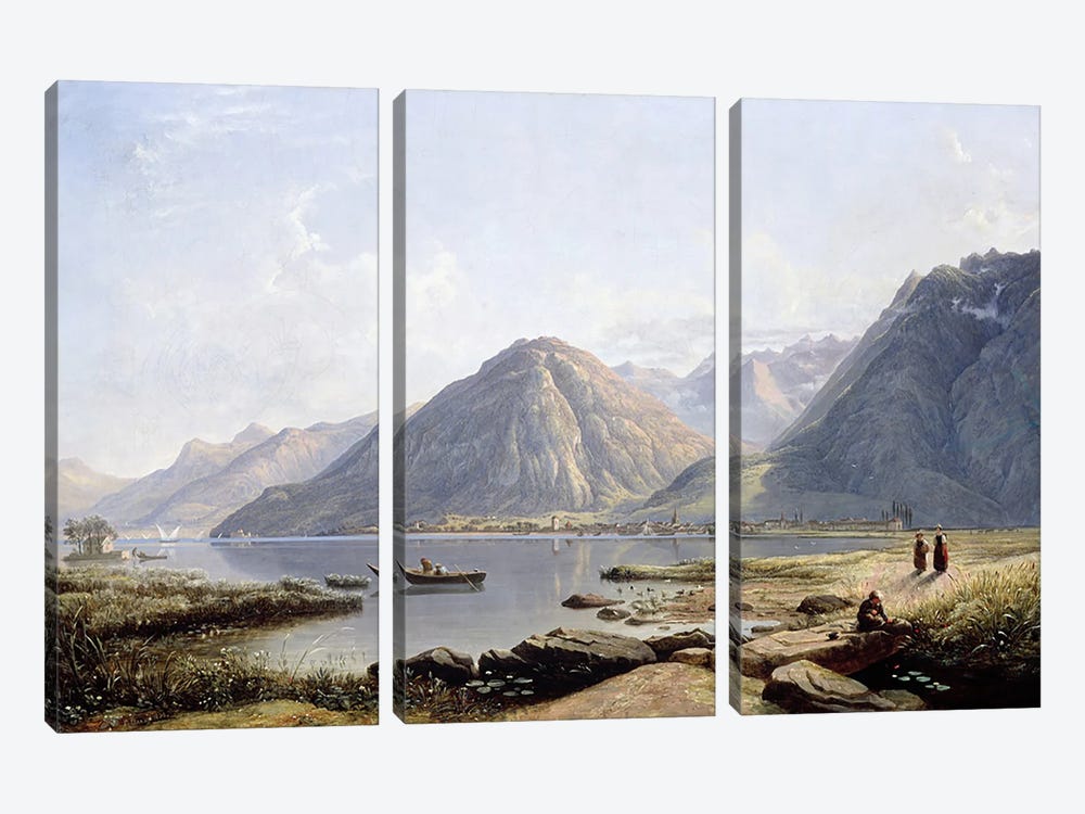 View of Lake Geneva with the Town of Villeneuve, 1836  3-piece Canvas Art