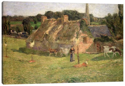 Lollichon's Field and the Church of Pont-Aven, 1886  Canvas Art Print - Farmer