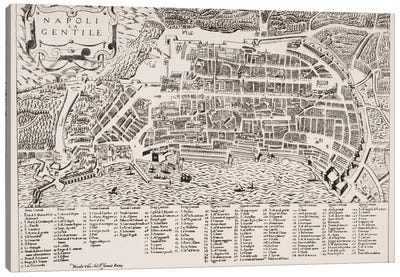Map of Naples, c.1600  Canvas Art Print - Country Maps