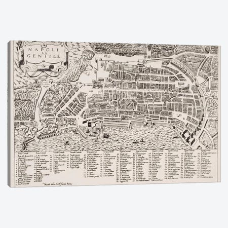 Map of Naples, c.1600  Canvas Print #BMN4920} by Italian School Canvas Print