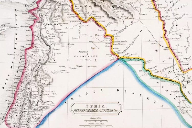 Map of Syria, Mesopotamia, Assyria &c., from 'The Atlas of Ancient Geography', by Butler published in London, c.1829  by English School wall art
