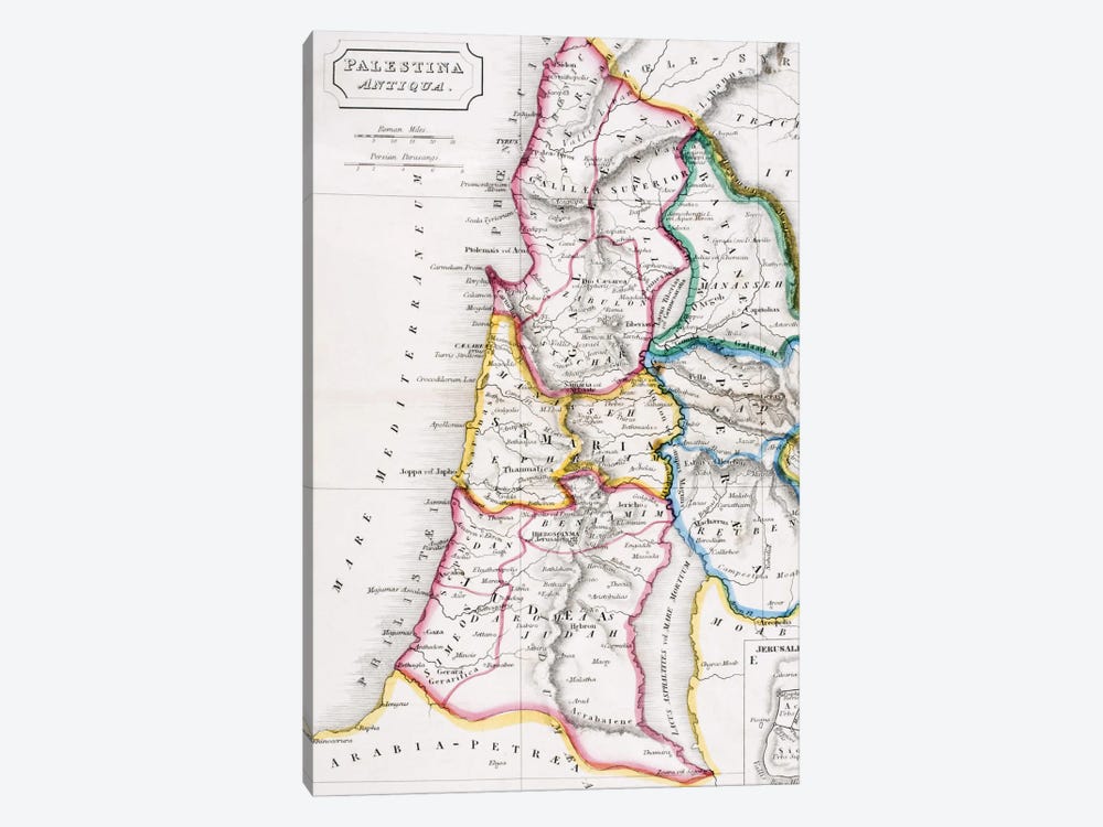 Map of Palestine, Palestina Antiqua, from 'The Atlas of Ancient Geography' by Samuel Butler, published in London, c.1829  by English School 1-piece Art Print