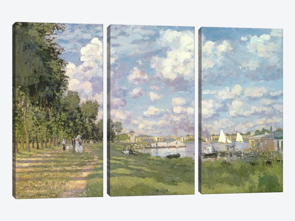The Marina at Argenteuil, 1872  by Claude Monet 3-piece Canvas Print