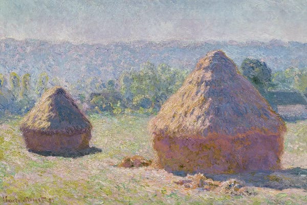 All Things Monet: Grainstacks at the end of the Summer, Morning effect, 1891  by Claude Monet
