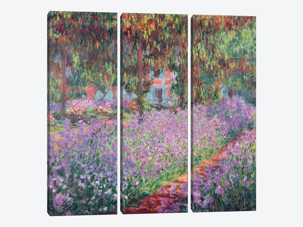 The Artist's Garden at Giverny, 1900  by Claude Monet 3-piece Canvas Print