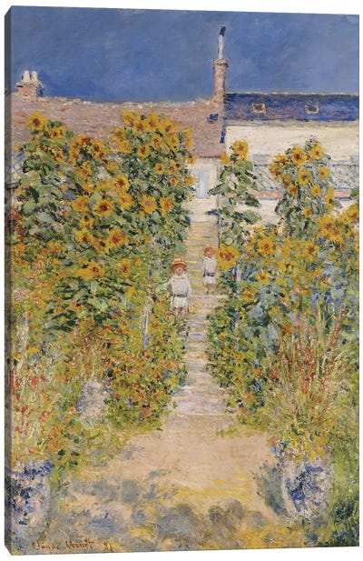 The Artist's Garden at Vetheuil  Canvas Art Print - Claude Monet