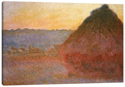 Haystacks, Pink and Blue Impressions, 1891  Canvas Art Print - Claude Monet