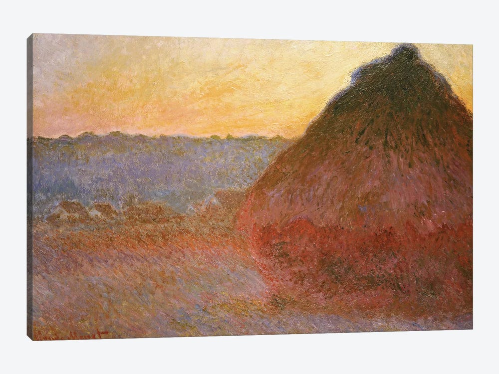 Haystacks, Pink and Blue Impressions, 1891  by Claude Monet 1-piece Canvas Art Print