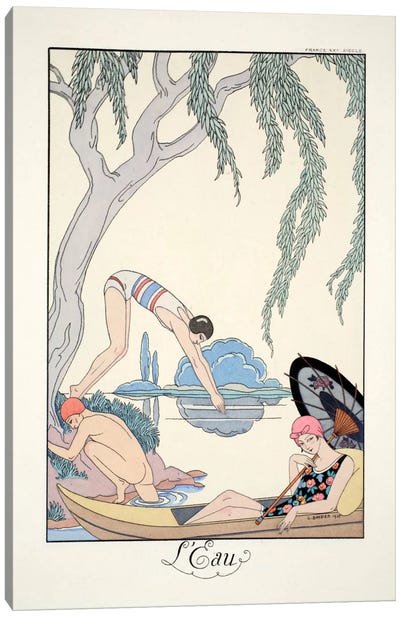 Water, from 'Falbalas & Fanfreluches, Almanach des Modes Présentes Canvas Art Print - Art Deco