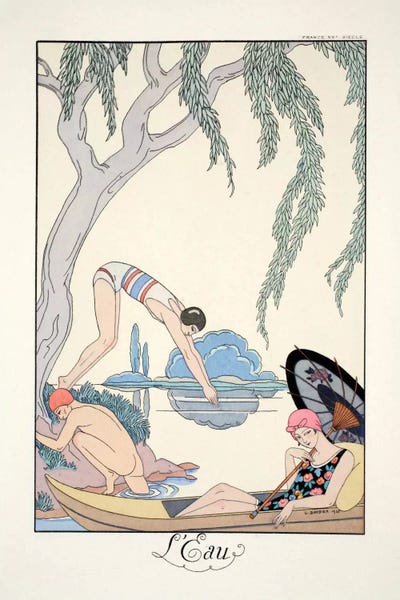 George Barbier: Water, from 'Falbalas & Fanfreluches, Almanach des Modes Présentes by George Barbier