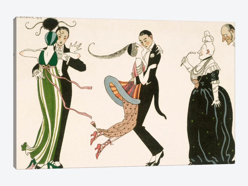 The Madness of the Day, engraved by H. Reidel by George Barbier 1-piece Canvas Art