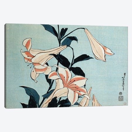 Trumpet lilies  Canvas Print #BMN5003} by Katsushika Hokusai Canvas Art Print