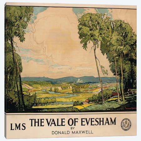 The Vale of Evesham, poster advertising London, Midland and Scottish Railway  Canvas Print #BMN5013} by Donald Maxwell Canvas Artwork