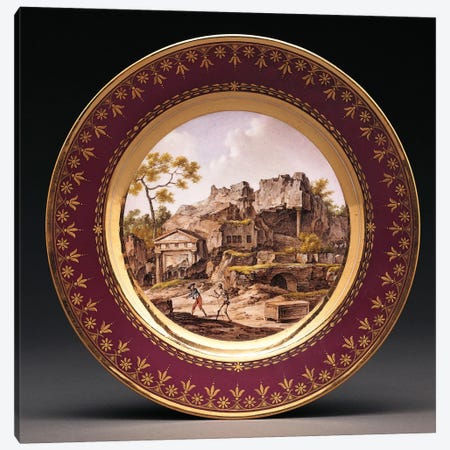 Sevres fond pourpre topographical plate  Canvas Print #BMN5028} by French School Canvas Print