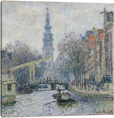 Canal a Amsterdam, 1874  Canvas Art Print - Urban River, Lake & Waterfront Art