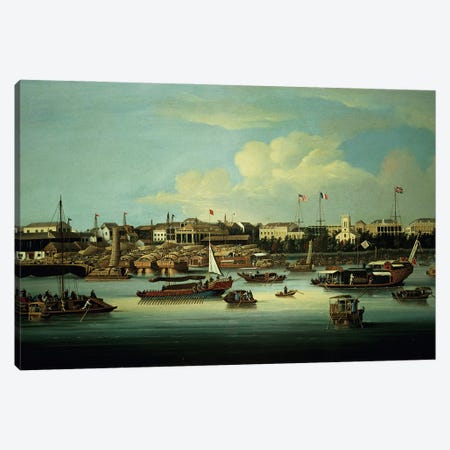 A View of the Hongs Canvas Print #BMN502} by George Chinnery Canvas Art Print